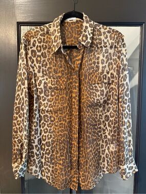 Equipment Leopard Print Silk Blouse